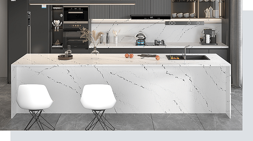 5 Kitchen Design Ideas Using Veined Quartz Countertops 2 Quartz Surfaces PMC2127