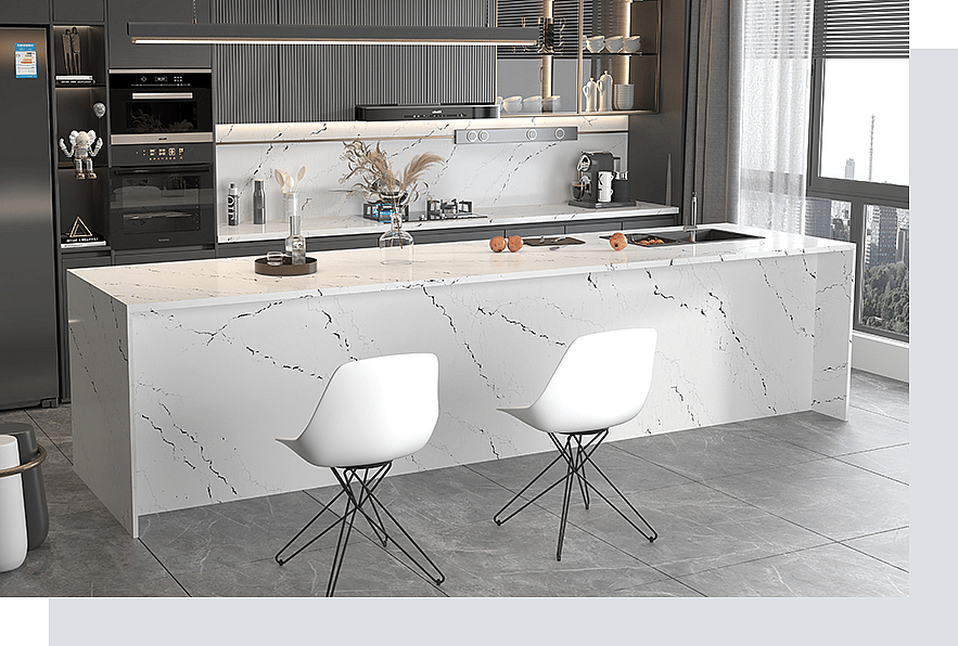 5 Kitchen Design Ideas Using Veined Quartz Countertops 1 Quartz Surfaces PMC2127