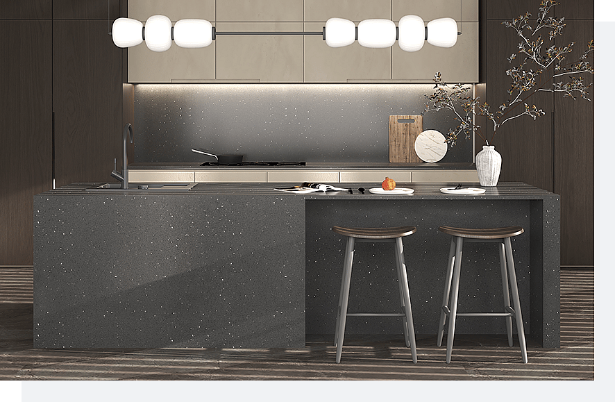 Top 5 Mixed Grains Quartz Designs Dominating Interiors in 2024 1 Stone Surfaces PMQ1119