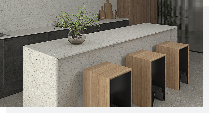 Top 5 Mixed Grains Quartz Designs Dominating Interiors in 2024 3 Stone Surfaces PMQ1027