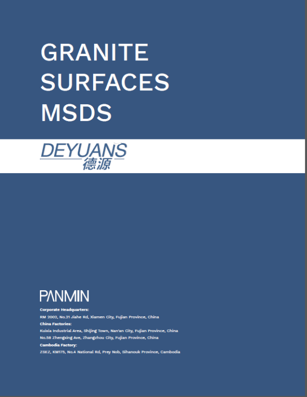 Material Safety Data Sheet Cover of Deyuans Granite Surfaces