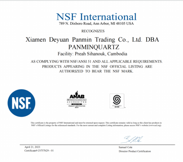 NSF Certification-Cambodian Zulite Stone